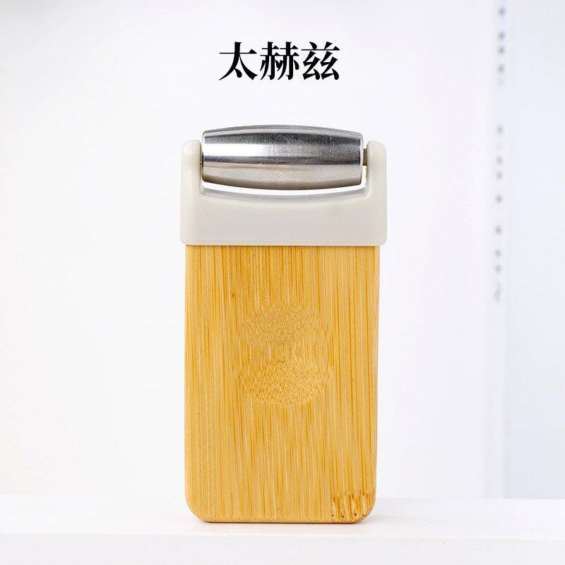 天然水晶玉石滚轮按摩仪竹把手刮痧板粉水晶脸部按摩器