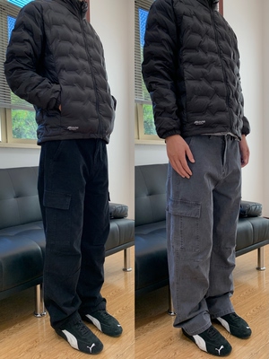 07QWER 秋冬宽松大口袋工装裤潮直筒阔腿水洗褪色纯棉休闲裤百搭