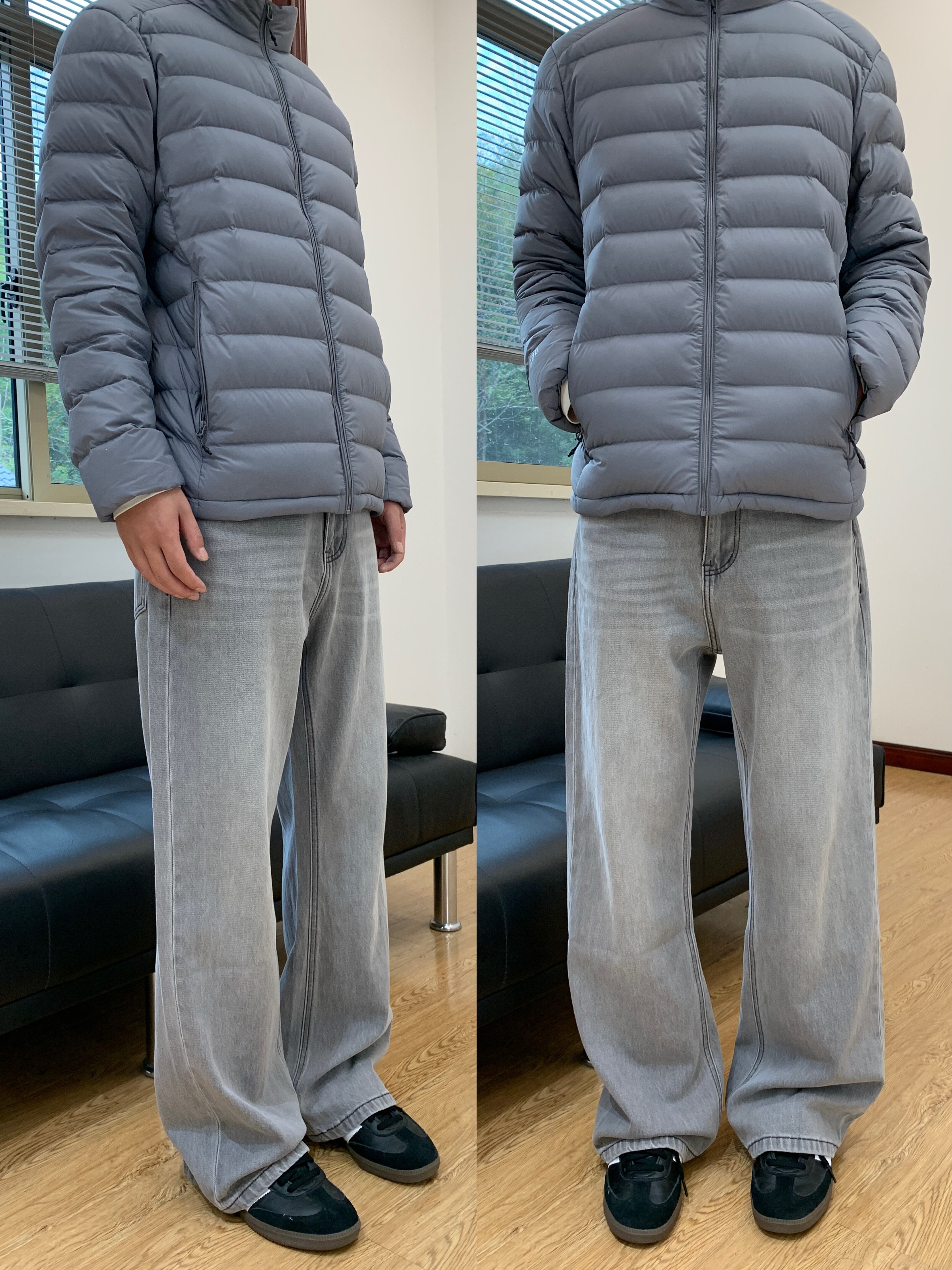 07QWER 秋冬复古水洗做旧牛仔裤男宽松直筒阔腿拖地长裤子通勤女