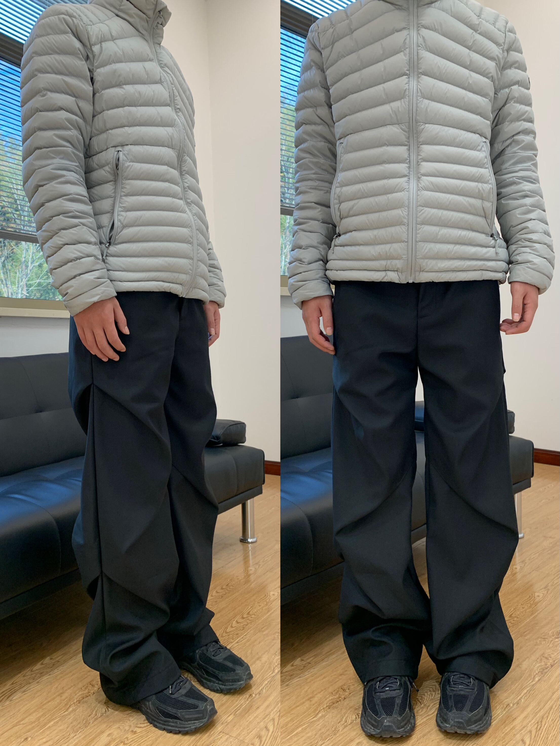 07QWER 秋冬加长褶皱层次黑色显瘦高级感西裤宽松直筒通勤休闲裤