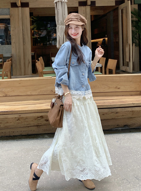 现货2D078-T1934牛仔外套P145K218+蕾丝半裙P65无差价无控价