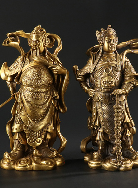 黄铜仿古招财珈蓝韦陀菩萨