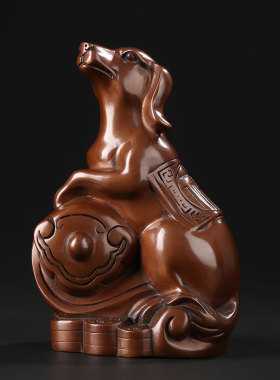 紫铜工艺品如意生肖狗摆件商务生日属狗礼品招财金钱旺家狗