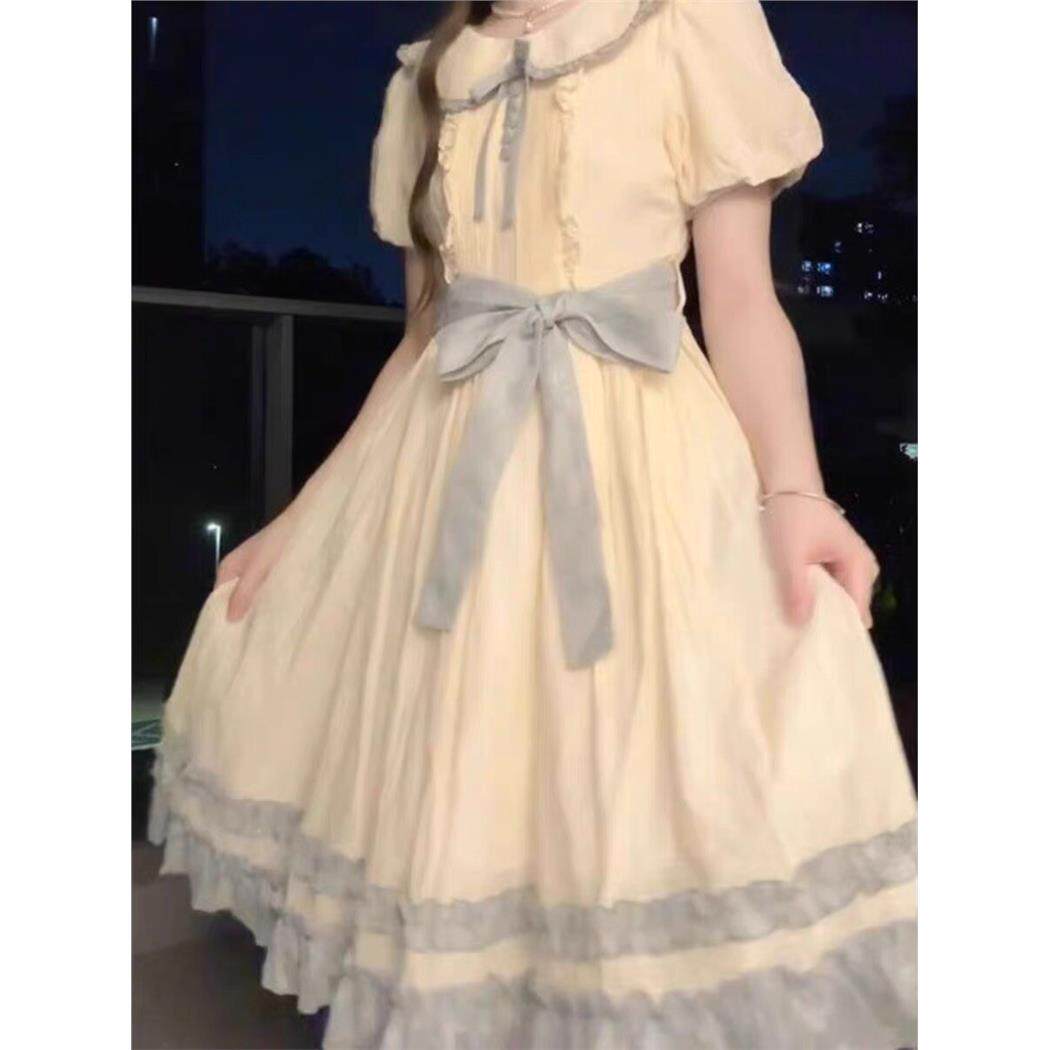 女孩子绝美漂亮的女童娃娃领蛋糕裙蝴蝶结绑带巨好看的儿童洋装
