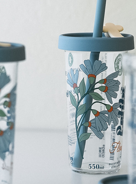 GOING HOME硅胶吸管高硼硅透明玻璃水杯高颜值女生大容量杯子