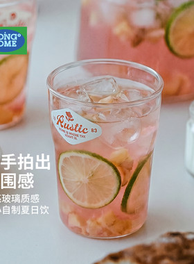 特别好看的玻璃杯复古透明冷饮杯夏日果茶气泡水宅家氛围感杯子
