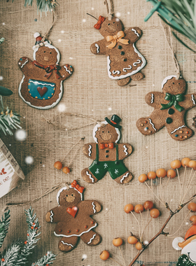 GOING HOME可爱做旧树脂姜饼人雪人圣诞老人小挂件圣诞树装饰挂饰