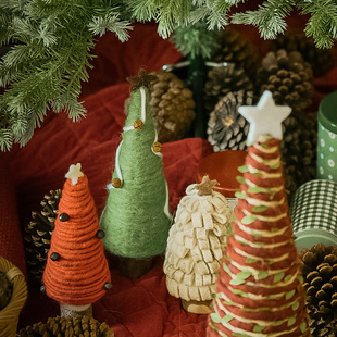 毛毡迷你小型圣诞树家用桌面圣诞节装 decoration 饰摆件christmas