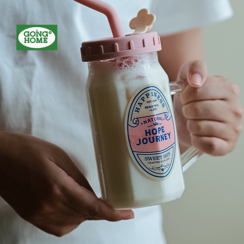 【粉嫩少女心】玻璃吸管杯果汁杯