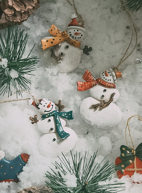 GOING HOME可爱做旧树脂雪人袜子帽子圣诞节小挂件圣诞树装饰挂饰