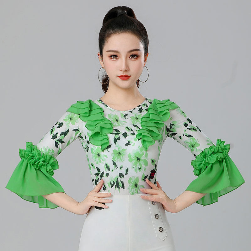 丹宝罗表演服连体衣女上衣国标舞