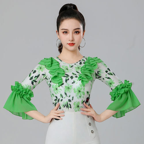 丹宝罗表演服连体衣女上衣国标舞
