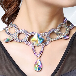 摩登舞颈链领圈舞蹈镶钻脖饰比赛表演国标舞配饰华尔兹交谊舞颈花