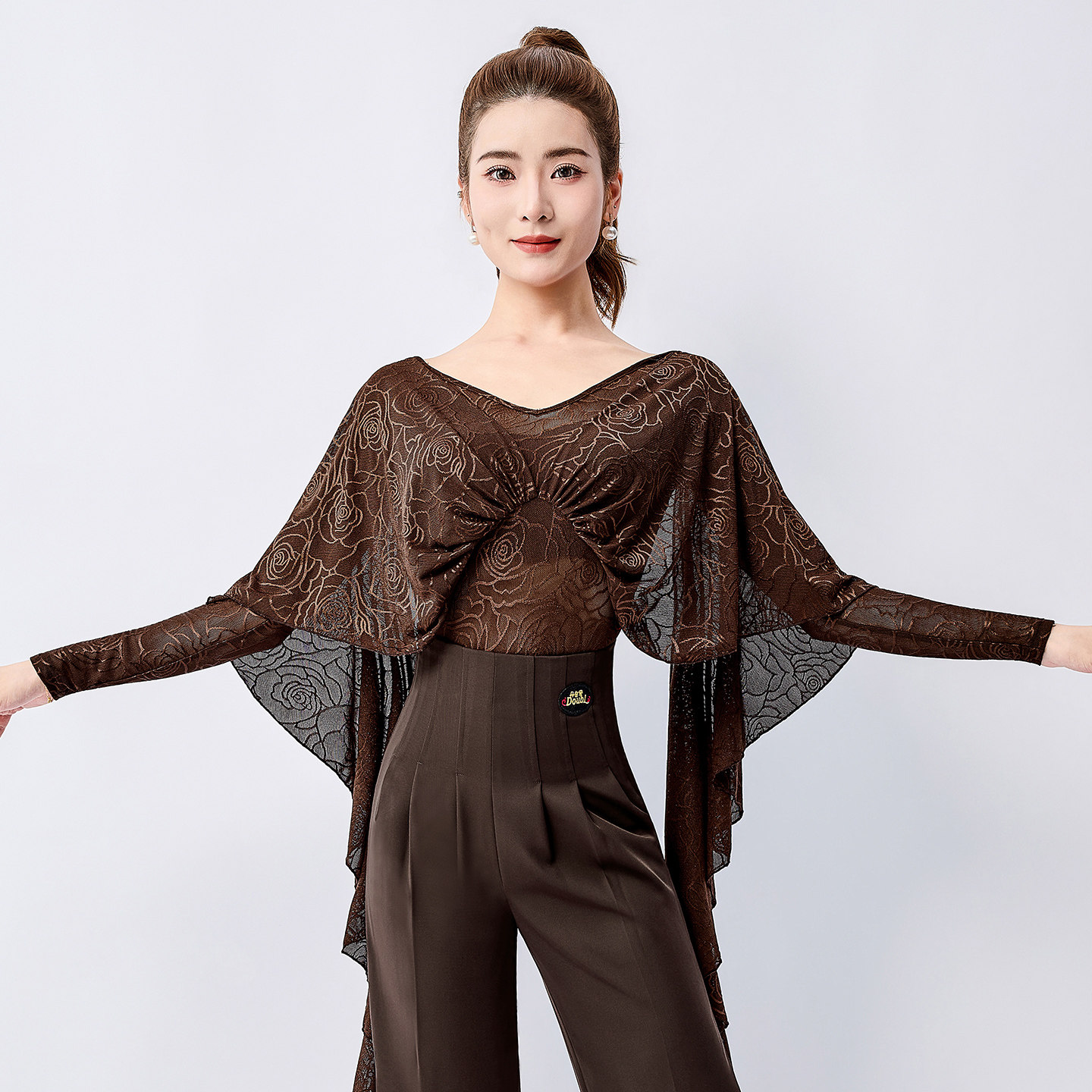 拉丁舞上衣女连体衣长袖练功服