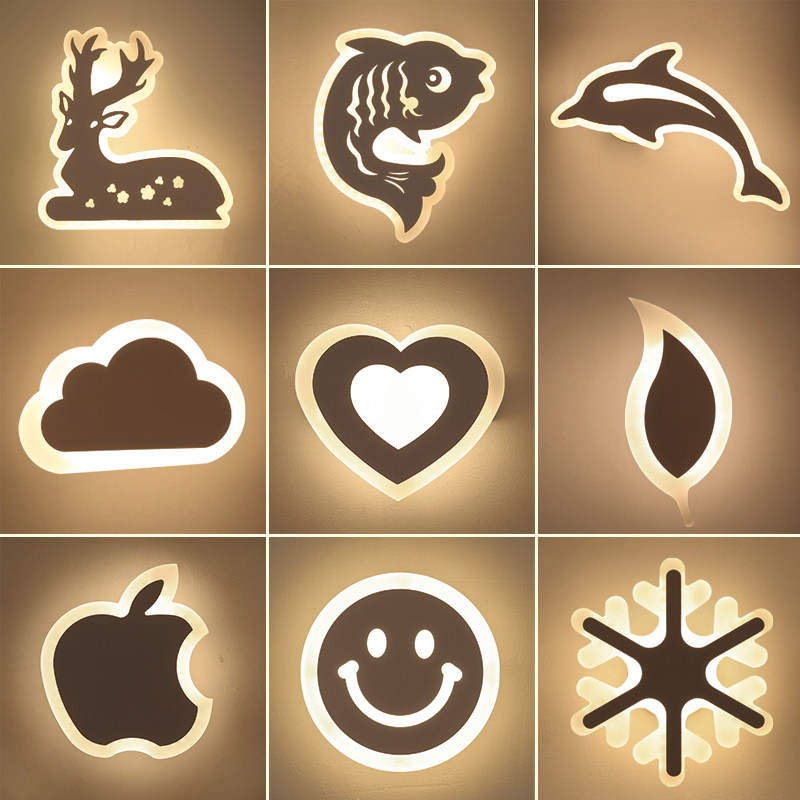 护眼猫咪壁灯吉祥鹿床头灯卧室个性过道玄关灯雪花儿童房卡通简约