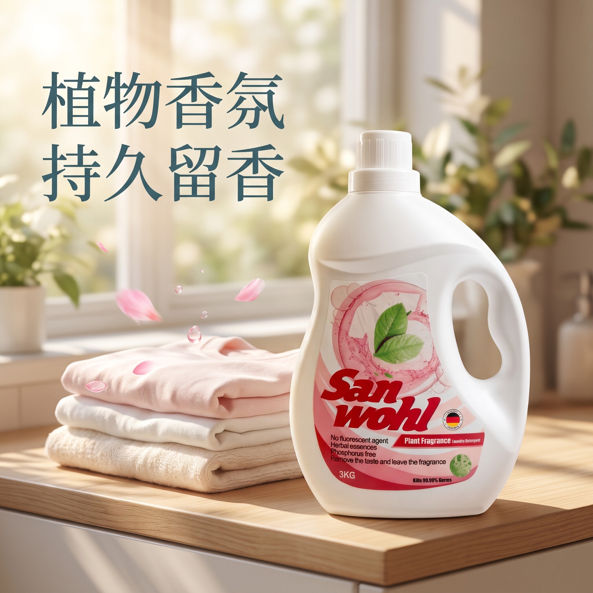 Sanwhol香氛洗衣液3kg持久留香强力去污除菌除螨深层洁净香味持久