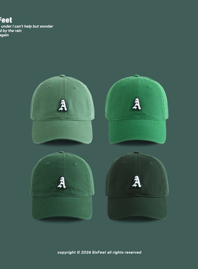 绿色软顶帽水洗棉棒球帽男女鸭舌帽加深加宽加大头围大码SixFeet