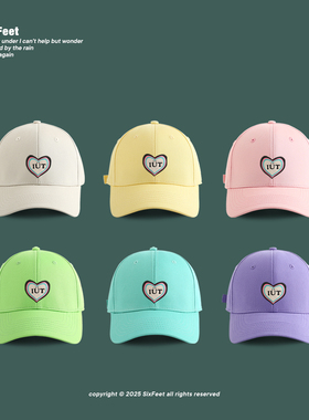 SixFeet玫红爱心帽子硬顶日系紫色棒球帽男女百搭鸭舌帽韩版可爱