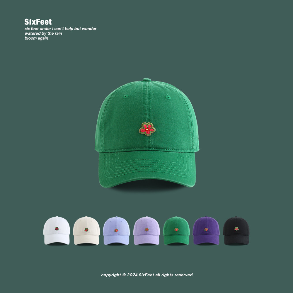 SixFeet日系绿色小花贴标棒球帽韩版男女四季百搭鸭舌帽子显脸小,服饰配件/皮带/帽子/围巾,帽子,淘宝优惠券,粉丝福利购,淘宝优惠卷
