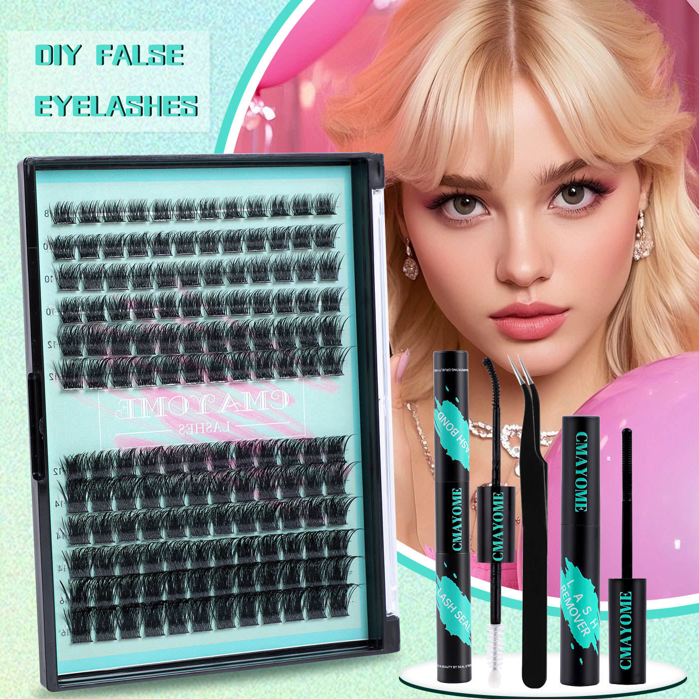 144 clusters of C-shaped segmented 8-16mm eyelashes假睫毛