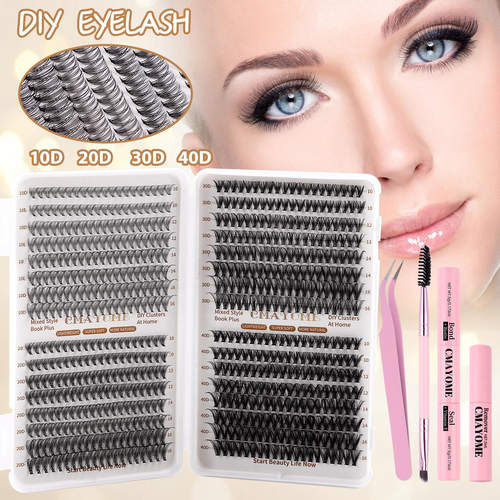 640 clusters D-curve fake 10-16mm segmented false eyelashes
