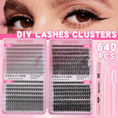 640 clusters of fake eyelashes 8-16mm DIY segmented D-curve