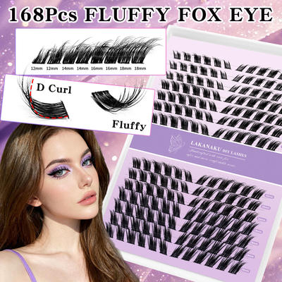 Thick diagonal flying eyelashes 12-18mm, 168 clusters假睫毛