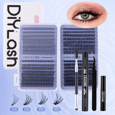 640 cluster mixed thick D-curve false eyelash set 10-18mm
