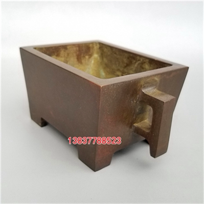 纯铜香炉铜四方鼎炉双耳长方形香炉镇宅铜器家用礼品饰品摆件