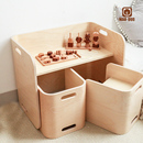 日式 学习桌玩具 学习桌椅儿童曲面多功能手工桌简约收纳桌椅子套装