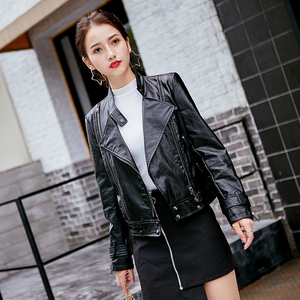 皮衣外套女2020春季短款pu机车欧美修身显瘦小个子水洗皮夹克潮新