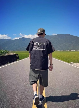 23SS日系WTAPS SMOCK军事风短袖T恤宽松休闲速干混纺格子布男潮牌