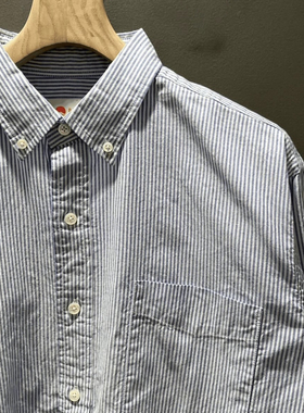 BEAMS JAPAN 24AW 日系休闲宽松百搭红绳牛津纺条纹纽扣长袖衬衫