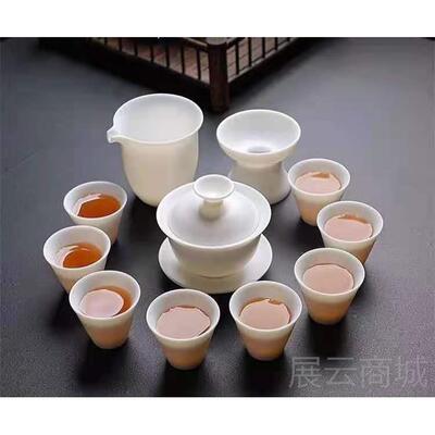 高档羊脂玉瓷功夫茶具套装家办用公德盒白瓷茶壶茶杯盖碗整套礼包