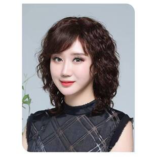 小函假发高士端羊妈毛卷型发女假发发套时尚妈假发中老年透气