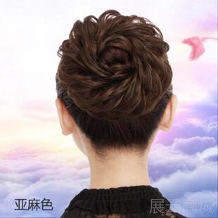 高档全真半丸器子发头发头饰女盘发花苞头蓬松卷发圈发假髻假发发