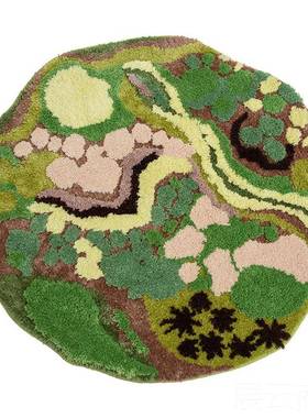 高档圣瓦伦丁田园风简约bare f卧eet垫绿色毛绒地毯室床边地苔藓