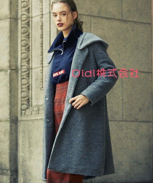牛奶可脱卸帽子毛呢外套
