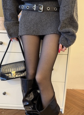 黑色小菱格丝袜女秋冬超薄0d高透打底裤防勾丝灰色丝袜配光腿神器