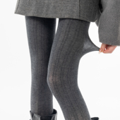 灰色打底裤 纯棉保暖miu系微压竖条显瘦外穿打底袜 袜子女秋冬季