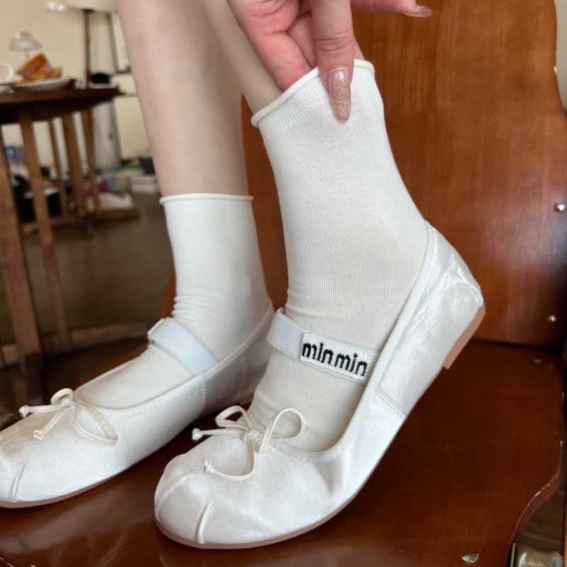 夏季miu系卷边中筒堆堆袜女纯棉
