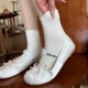 芭蕾风白色袜子女中筒纯棉薄款 抗菌jk卷边无骨堆堆袜月子袜 夏季