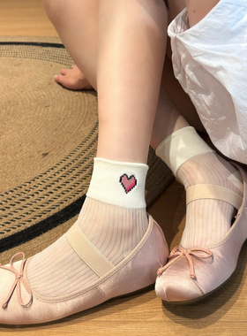 miu白色袜子女中筒袜夏季薄款精梳棉网眼透气搭配玛丽珍日系短袜