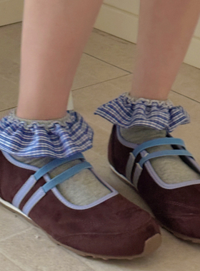 韩系灰色花边袜子女miu芭蕾风25春夏季薄款纯棉jk中筒堆堆短筒袜