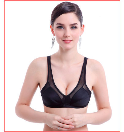 女薄款内衣大胸显小文胸无钢圈收副乳聚拢大码超薄胸罩缩胸胖mm