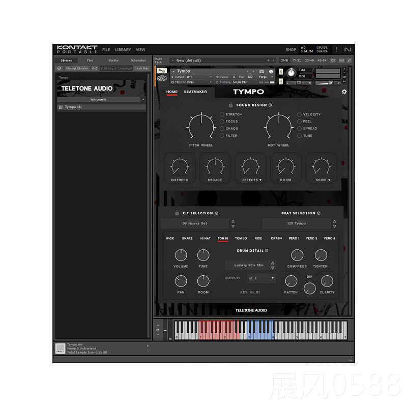 高档鼓组拍音序器Teletone Adio Tymp打o击乐u节奏制作kont节akt