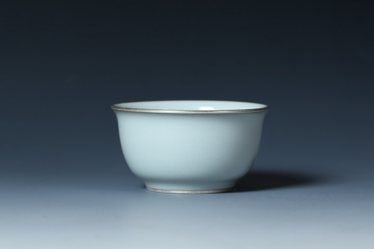 云龙哥窑出品官窑银口鸡缸杯原矿釉天青手工龙泉青瓷文创主人杯