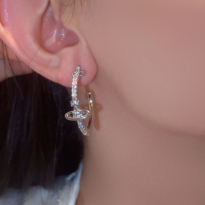 金色土星圆环耳圈耳环西太后高级