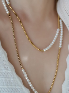 进口奥地利珍珠间隔长款项链
