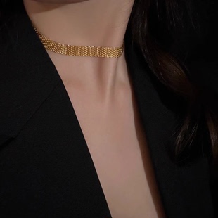 巴黎【设计师】欧美choker项圈脖颈链锁骨链夸张高级金属项链时尚